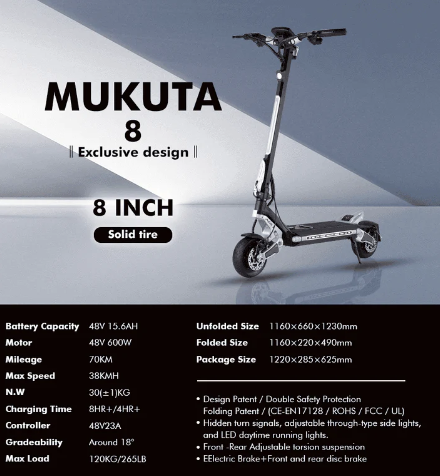 MUKUTA 8 High-Tech Premium Electric Scooter