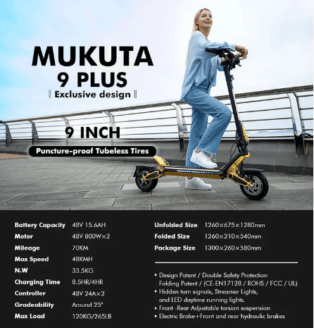 MUKUTA 9+ High-Tech Dual Motor Premium Electric Scooter