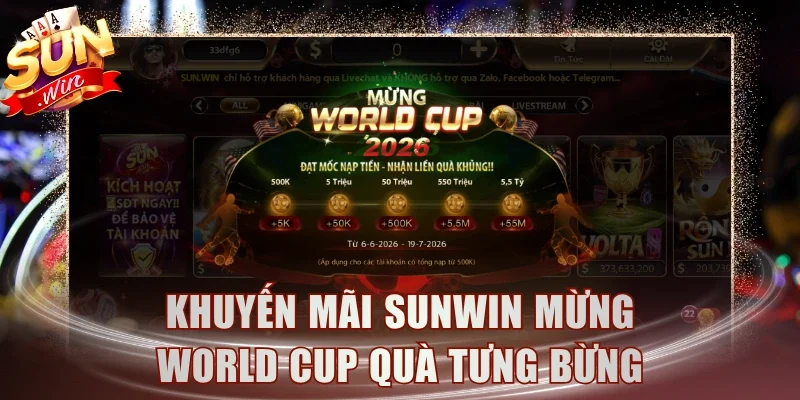 Khuyến mãi Sunwin mừng World Cup quà tưng bừng