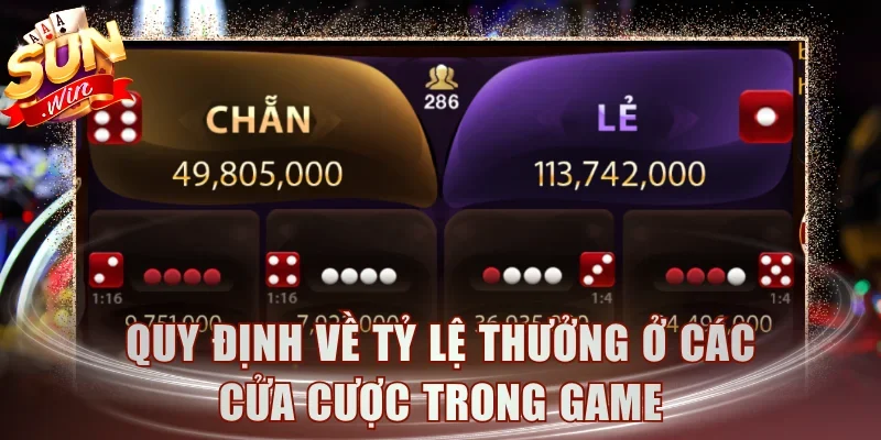 Quy định về tỷ lệ thưởng ở các cửa cược trong game